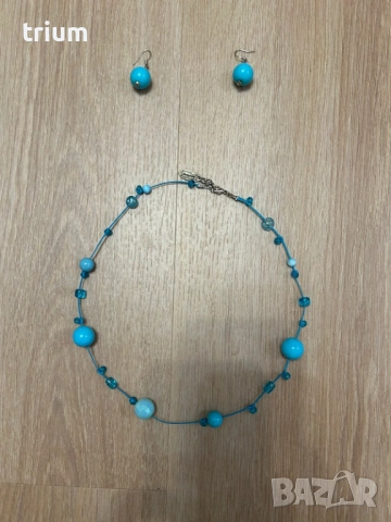 Комплект гердан и обеци, Paola Apologna, светлосин цвят