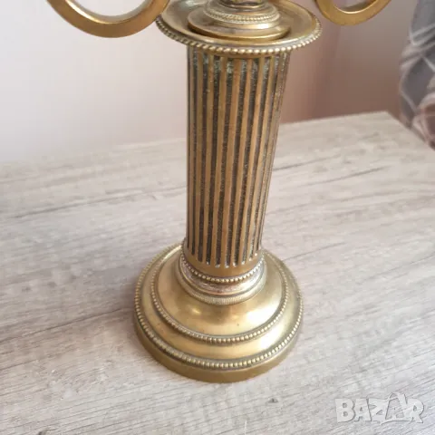 Комплект от два бронзови свещника, снимка 7 - Други ценни предмети - 49239113