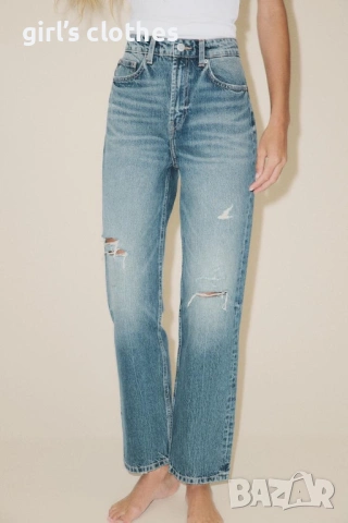 Дамски дънки с висока талия Zara