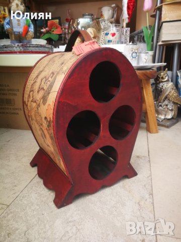 Поставка от дърво за 4 бутилки вино, снимка 2 - Сувенири от дърво - 42738843