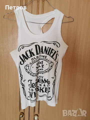Дамски потник бял  с черен надпис „Jack Daniel's“.Размер М., снимка 1