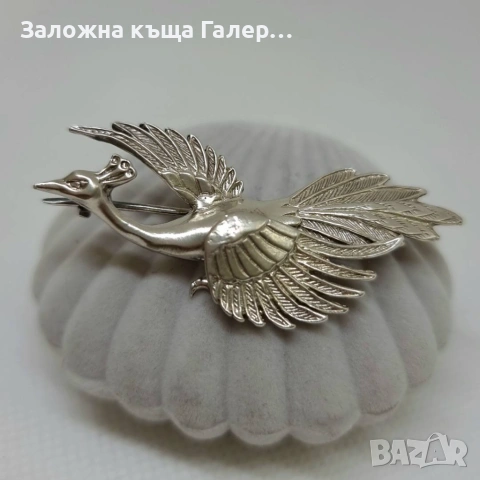 Винтидж сребърна брошка 925 „Птица Феникс“ – 6,24 г, снимка 3 - Други - 54214821