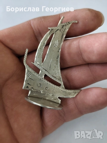 Малка сребърна статуетка кораб 0,900, снимка 4 - Колекции - 53944884