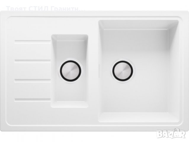 Кухненска Мивка от Гранит модел Копенхаген 780 x 500 Duo - Бяла