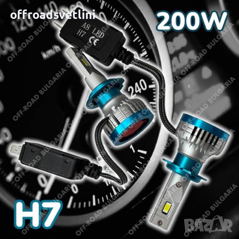 LED Диодни крушки H7 200W 12-24V +300%, снимка 1 - Аксесоари и консумативи - 40393955
