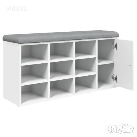 vidaXL Пейка за обувки, бяла, 102x32x50 см, инженерно дърво, снимка 8 - Маси - 56148127