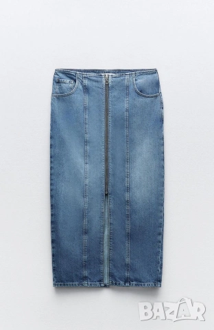 Zara миди пола с цип размер М, снимка 2 - Поли - 54089806