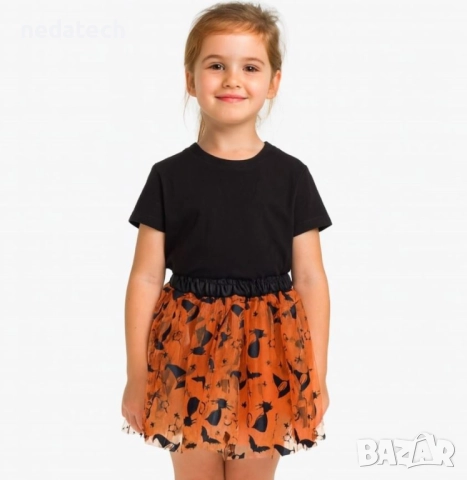 Пола от тюл с мотиви на вещица, оранжева, снимка 2 - Детски рокли и поли - 52048760