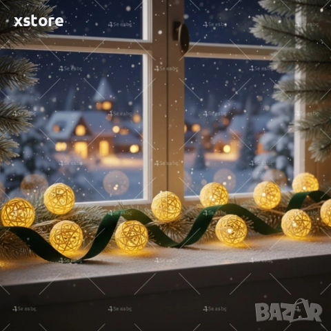 Коледни лампички декорация – крушки с батерии 10 броя 