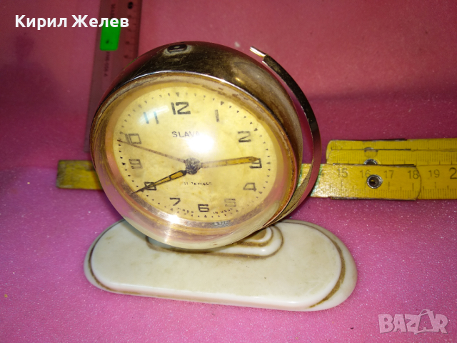 SLAVA MADE in USSR СЛАВА ГЛОБУС Стар РЯДЪК КОЛЕКЦИОНЕРСКИ РУСКИ БУДИЛНИК МЕХ. ЧАСОВНИК СССР 35271, снимка 7 - Антикварни и старинни предмети - 44545319