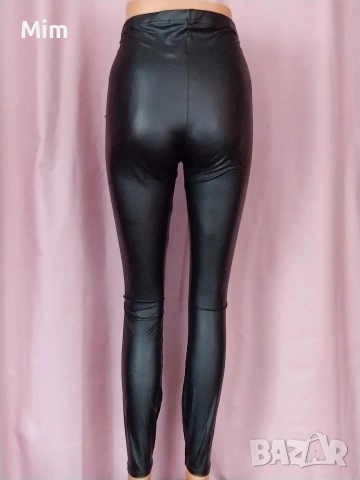 Черни ,еластични клинове еко кожа , снимка 5 - Клинове - 53240332