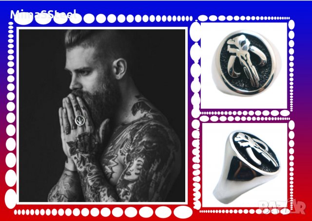 Мъжки стоманен пръстен Stainless Steel 316L Мамут, снимка 6 - Пръстени - 28959090