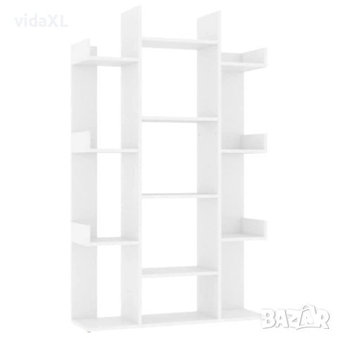 vidaXL Шкаф библиотека, бял, 86x25,5x140 см, инженерно дърво(SKU:808900)