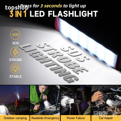 Чисто нов джъмп стартер, преносима стартерна батерия KOPUO 5000A (2.38 галона бензин/2.11 дизел..., снимка 4 - Аксесоари и консумативи - 52428722