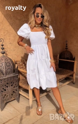 Нова Стилна Бяла Дамска Рокля 