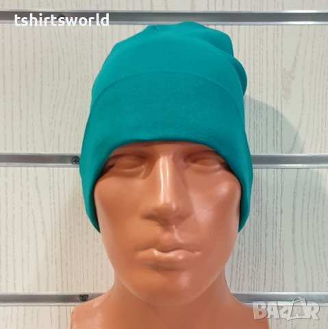 Нова мъжка зимна шапка с подгъв в зелен цвят, снимка 2 - Шапки - 39325427