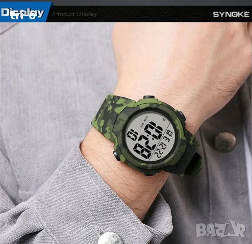 SYNOKE Моден ретро Спортен водоустойчив мъжки часовник Многофункционален, снимка 5 - Мъжки - 44177538