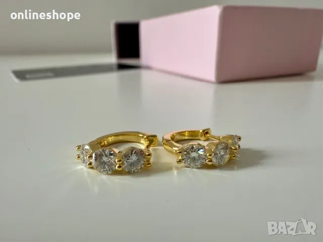 Сребро S925 Сребърни обеци с 18к златно покритие и Камък Мойсанит 0.9к карата, снимка 8 - Обеци - 49271445