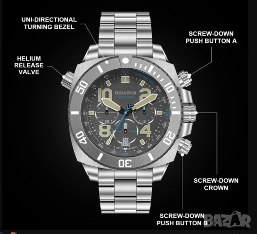 FeelNever Sport Автоматичен кварцов часовник, снимка 13 - Мъжки - 52553932