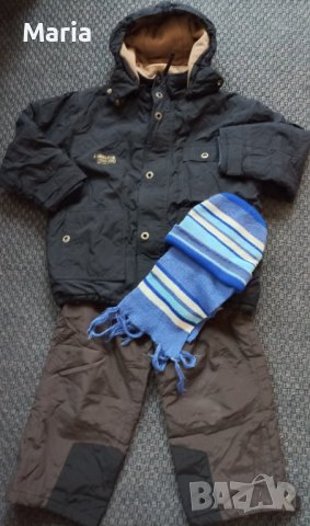 дебело яке и ски панталон, комплект шапка и шал р. 116 - 128 
