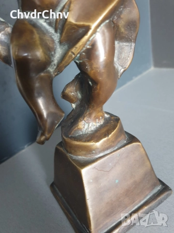 28см-3кг ангел херувим статуетка/стара френска бронзова фигура-надстройка за каминен часовник, снимка 8 - Антикварни и старинни предмети - 52469735