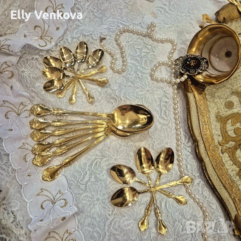 Комплект прибори Solingen с 23/24-каратово златно покритие, снимка 2 - Прибори за хранене, готвене и сервиране - 53066616