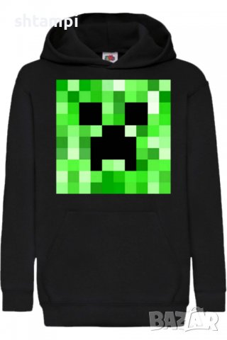 Детски Суитчър/Суитшърт Minecraft creeper face 2,Minecraft,Игра,Подарък,Изненада,Забавление,Рожден Д