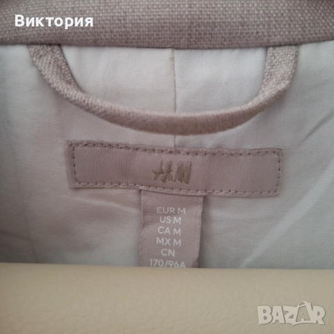 Дамско сиво двуредно сако H&M с права кройка , снимка 3 - Сака - 51997344