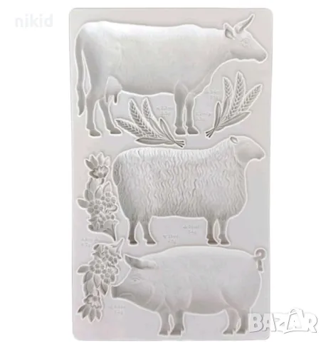 Големи прасе овца крава домашни животни силиконов молд форма фондан шоколад гипс декор, снимка 6 - Форми - 50319609