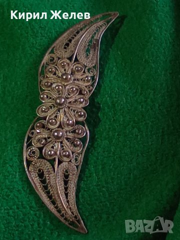 СТАРИННА ФИЛИГРАННА СРЕБЪРНА БРОШКА СРЕБРО ВИСОКА ПРОБА с ГРАНУЛАЦИЯ МАЙСТОРСКИ УНИКАТ 19 ВЕК 24468, снимка 6 - Антикварни и старинни предмети - 34853534