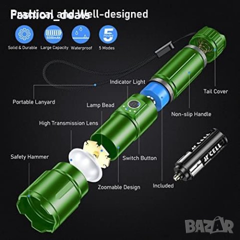 Ново мощно LED фенерче USB акумулаторно 5 режима за къмпинг туризъм, снимка 3 - Къмпинг осветление - 42072041