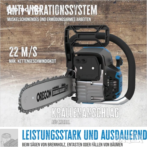 Бензинов трион  Gude 450-55  2.3kW 42см Бензинова резачка Бензинов верижен трион, снимка 6 - Градинска техника - 50721647