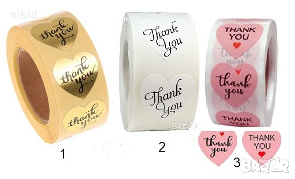 100 бр Thank You в бяло сърце малки самозалепващи лепенки стикери за ръчна изработка за подарък, снимка 3 - Други - 23119894