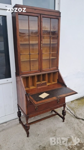 Библиотека с бюро масив, снимка 3 - Секции и витрини - 53271276