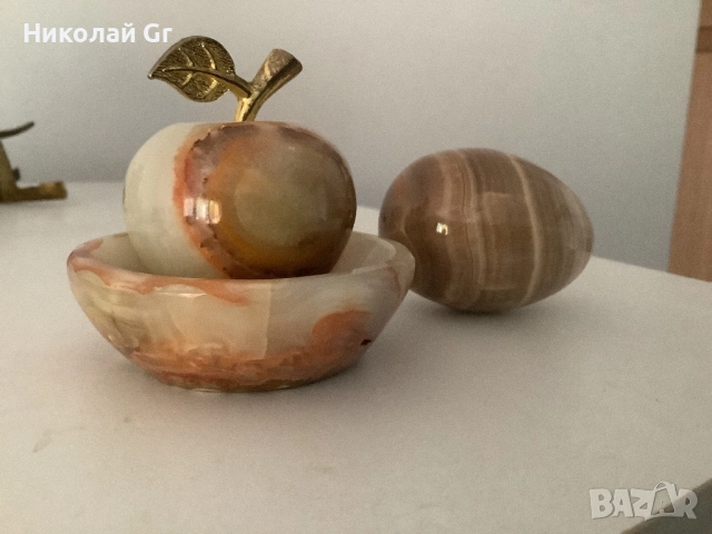 Комплект яйца  ябълка и поставки  камък    Флуоритова  топка останалото  е нефрит цена за 4 броя, снимка 8 - Други - 52210740