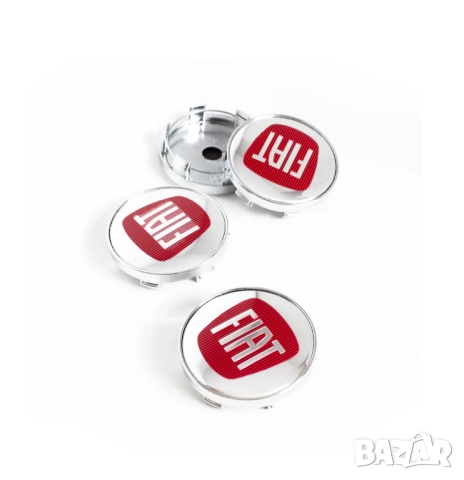 Комплект 4 броя 60мм централни капачки за джанти FIAT червено хром