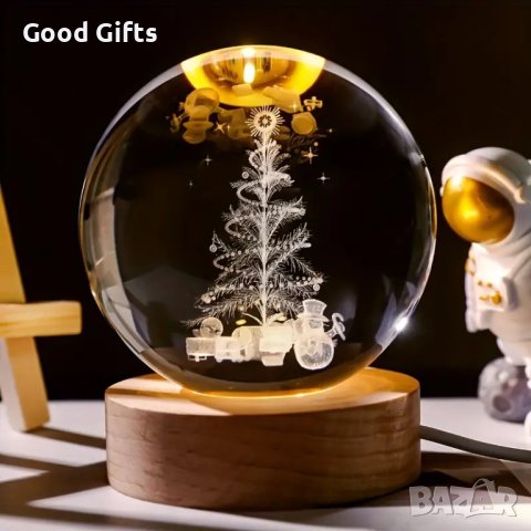 3D Кристална коледна топка, нощна лампа Подарък за Коледа, снимка 4 - Декорация за дома - 42625716