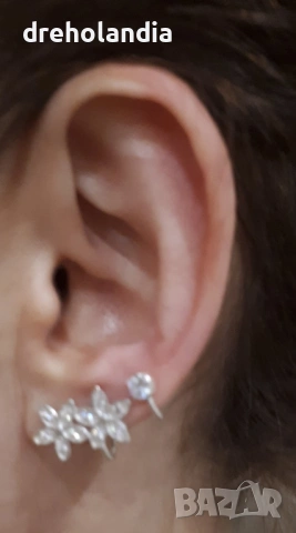 Сребърни обеци с циркони, снимка 4 - Обеци - 54292064