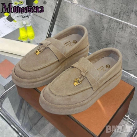 мокасини от естествен велур loro piana 