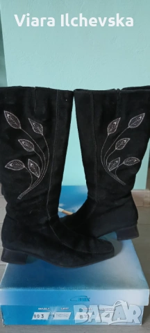 Високи дамски ботуши от естествен велур , снимка 3 - Дамски ботуши - 53136518