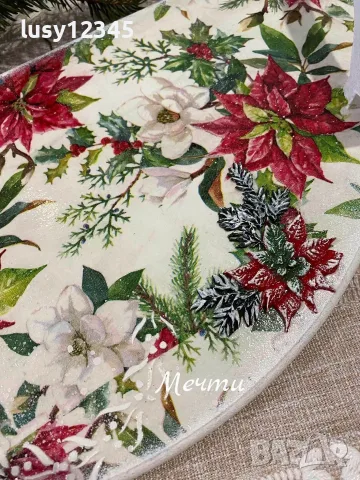 Поднос и свещник-Коледни звезди!🌺🌺🌺, снимка 3 - Декорация за дома - 56441482