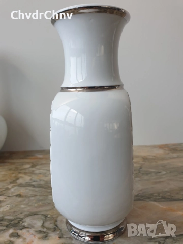 3бр вази Royal KPM 18-20-21см/КПМ Бавария стара немска порцеланова ваза/кобалт-цветя-злато-сребро, снимка 17 - Вази - 48897861