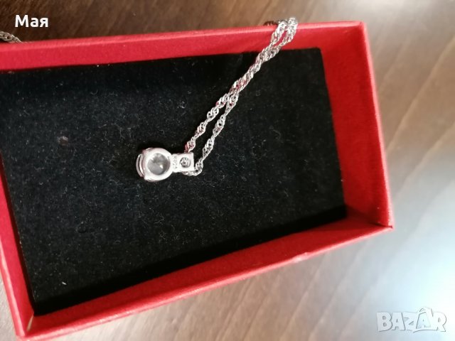 Сребърно колие с висулка с два камъка цирконий, снимка 8 - Колиета, медальони, синджири - 32132502