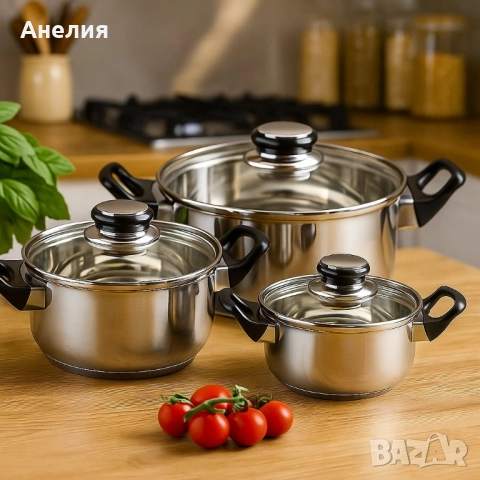 Комплект тенджери MC1855-6 части, снимка 4 - Съдове за готвене - 52133636