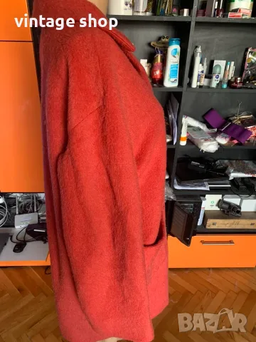 Палто Weekend Max Mara oversize, цвят корал, размер 46 IT, снимка 3 - Палта, манта - 56160135