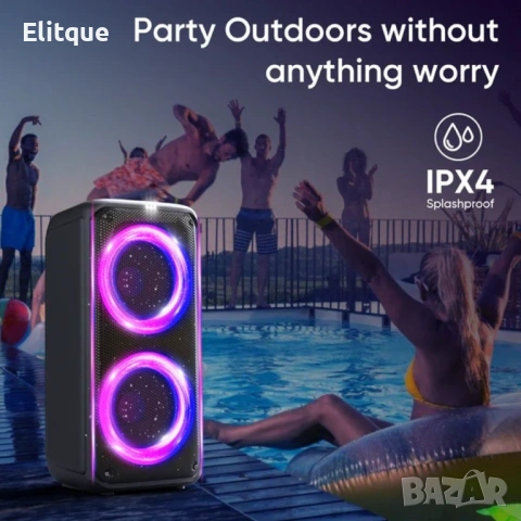 Тонколона с двойни 8-инчови 60W високоговорители и RGB светлини, снимка 4 - Друга електроника - 53127541