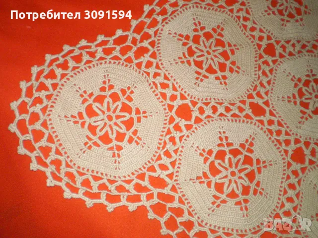 Винтидж ръчно плетено памучно каре за маса, снимка 4 - Други ценни предмети - 49222071