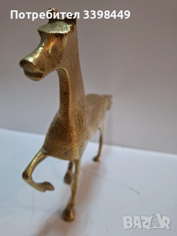 Винтидж месингова статуетка на кон , снимка 3 - Статуетки - 52681356