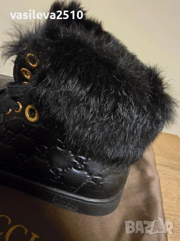 Gucci дамски кецове от естествена кожа и естествен косъм , снимка 6 - Кецове - 53893006