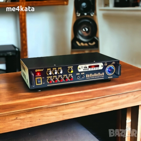 Bluetooth Домашен Усилвател UKC AV-102BT – 2×100W, USB, SD, FM Радио, Караоке, 5 Канала, Дистанционн, снимка 3 - Ресийвъри, усилватели, смесителни пултове - 52732511